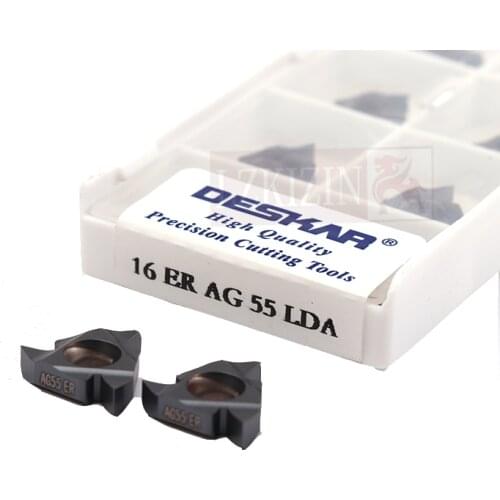 10PCS DESKAR 16ER 16IR AG55 A55 G55 AG60 A60 G60 LDA Threading Carbide Insert CNC Lathe Thread Turning Tool for Stainless Steel