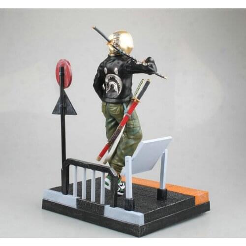 [Funny] Crafts 28cm Anime One piece Zoro Scene version figure Statue PVC toy Luffy doll collection model kids child gift