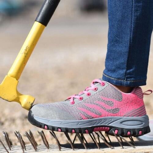 Women Safety Shoes Steel Puncture Proof Construction Anti-Slip Safe Boots Wear-resistant Breathable Outdoor Female Sneakers 2021