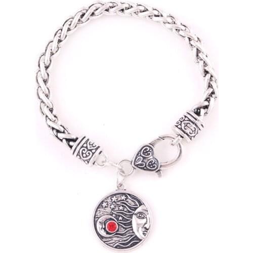 Women Men Bracelet Jewelry Wheat Link Chain Moon And Stars With Colorful Crystal Amulet Bangle Provide Dropshipping