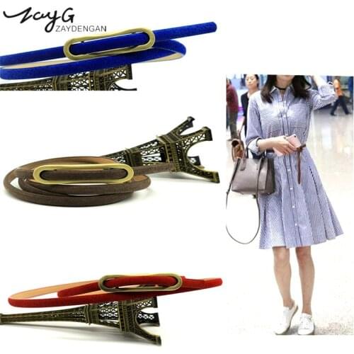 ZAYG Women pin buckle thin belt designer luxury fashion belts for women high quality genuine leather when fitting belt vestidos