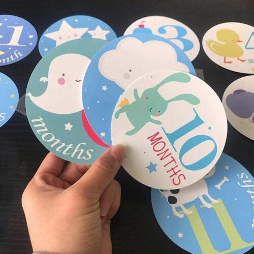 1 Set Baby Pregnant Monthly Photograph Stickers Cute Cartoon Printed 1-12 Months Milestone Party Clothes Decoration New Stickers