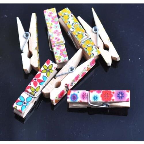10PCs Wooden Clothespin Craft Clips Flower Colors 35x10mm For DIY Jewelry fingdings MT0020X