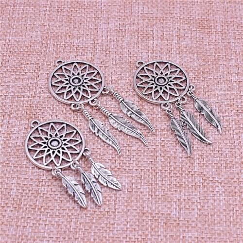 10pcs/lot Vintage Tree Feather Dream Catcher Charms for Jewelry Making Diy Metal Dream Catcher Charms