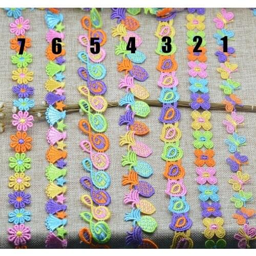 2yards Multicolor Pineapple Lace Trim Ribbon Embroidery Fabric Sewing Supplies Garment Bag Hat DIY Crafts Accessories