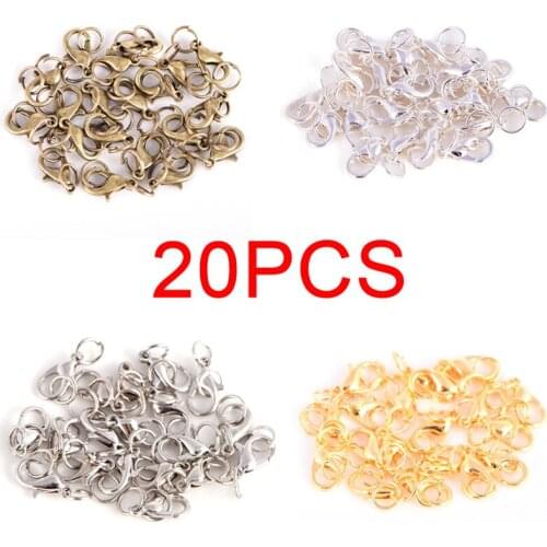 20Pcs Boho Style Lobster Beads Crimp End Spring Necklace Snap Chains Connector Set Claw Clasps Jump Rings Split Ring Making Hook