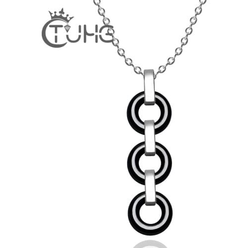 20107 New Concise Jewelry Silver Color Chain Necklace With Healthy Ceramic Pendant Necklace New Style Accessories Christmas Gift