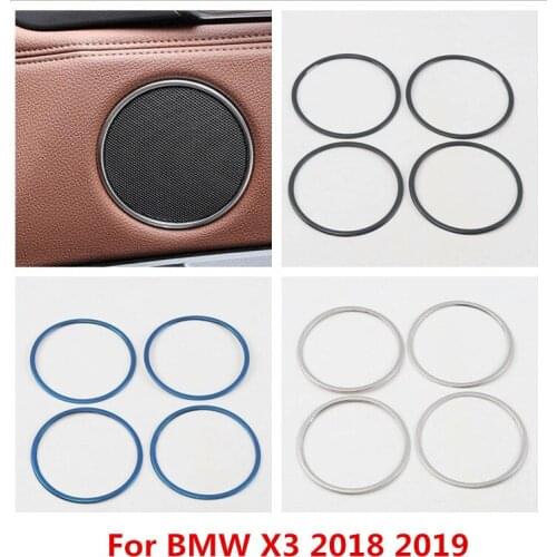 4pcs Stainless Steel Car Door Audio Horn Decoration Cover Speaker Moulding Trim for BMW X3 2018 2019