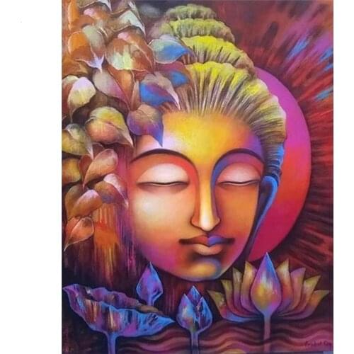 5D Diamond Painting Buddha Flower Diamond Embroidery Full Drill Living Room Decor Mosaic DIY Cross Stitch Kits