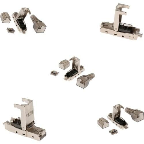 5x CAT6A Network Connector Modular Plugs Shielded Connectors Ethernet