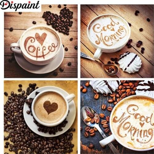 Dispaint 5D Diamond "Coffee landscape" Diamond Embroidery Full Round/ Square Diy Diamond Painting Cross Stitch Home Decor