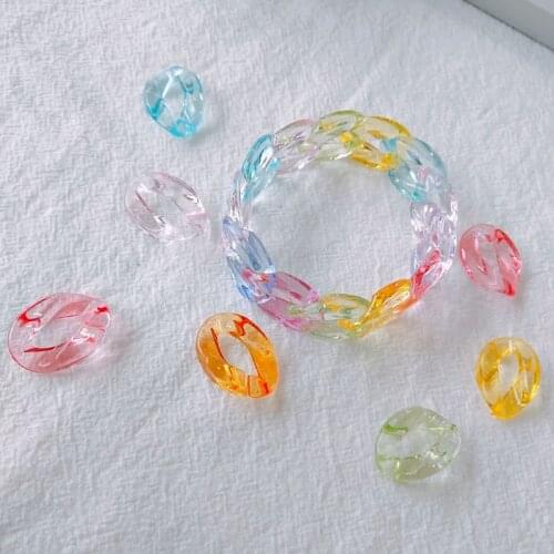 20pcs / Lot 24*17mm Acrylic Flat Twist Pattern Color Transparent Chain DIY Accessories Chain Key Chain Key Chain Open Ring