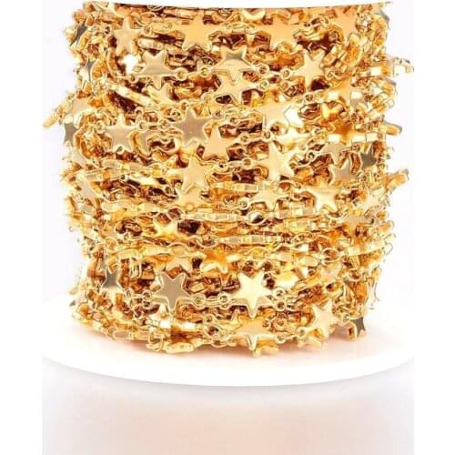 10m/roll 304 Stainless Steel Bar Link Star Chains Roll Golden for DIY Jewelry Making Necklace Bracelets 11x6x1.5mm