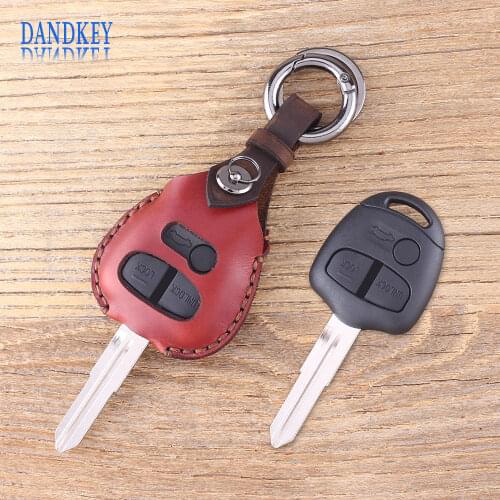 Dandkey Replacement 3 Buttons Remote Key Shell For Mitsubishi Lancer Outlander Colt Mirage Leather Key Case Cover