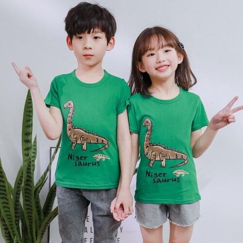 Kids Girls Cartoon T-shirts Kids Dinosaur Print T Shirt For Boys Children Summer Short Sleeve T-shirt Cotton Tops Tees Clothing