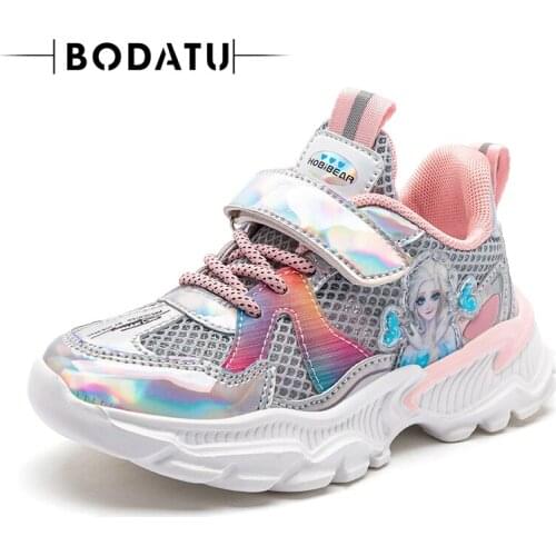 Breathable Children Casual Shoes Sport Kids Sneakers for Girls 2021 Summer Cute Light Girl Child Shoes Silver Sequins Footwear