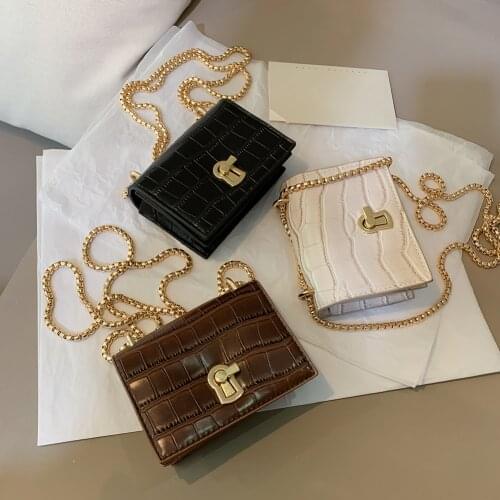 Elegant Women Pure Mini Shoulder Bags Lady PU Leather Chain Crossbody Bag Light Wild Simple Female Daily Messenger Bag