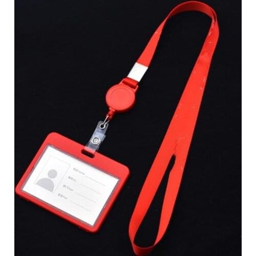 Factory Company Staff Work Card Holder Employees Card Case Students Bus Card Sleeve ID Badge Bumper with Lanyard