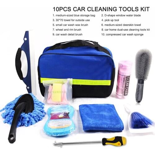 Car Cleaning Tools Kit Car Wash Tools Kit for Detailing Interiors Premium Fiber Cleaning Cloth Compressed Car Wash Sponge
