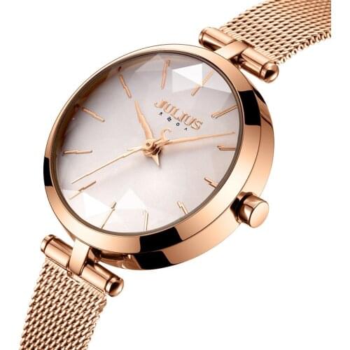 Julius Brand Women Fashion Mesh Belt Waterproof Watch for Women Small Dial Bracelet Watches Japanese Movement Quartz Watch