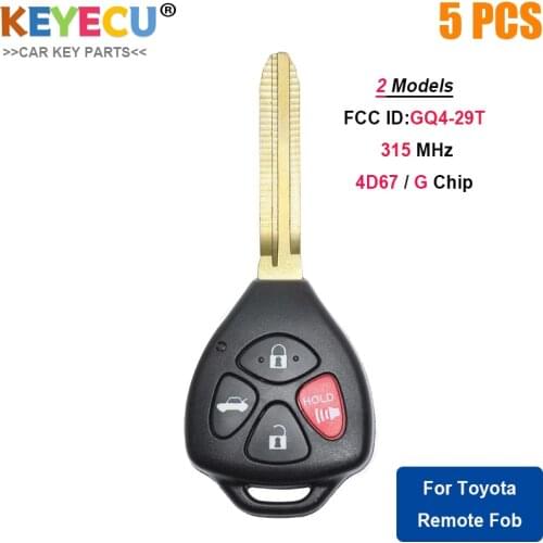 KEYECU 5PCS, Remote Car Key for Toyota Avalon Venza Corolla 2010 2011 2012 2013, Fob 4 Button - 315MHz - G/ 4D67 Chip - GQ4-29