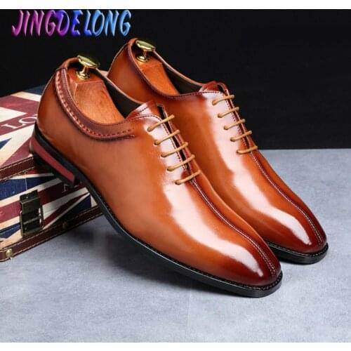 Classic Men Formal Pointed Leather Shoes Gentleman Style Mens Business Dress Shoes Fashion Male Oxford Wedding Dress Shoes 38-48
