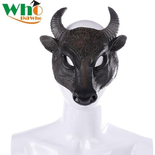 Bull Masks PU Foamed 3D Animal Head Mask for Halloween Easter Carnival Party Dragon Rabbit Cosplay Mask for Face Men Women