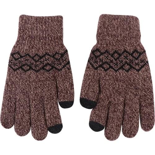 Fashion 2021 Winter Gloves for Men Touch Screen Cycling Gloves Two-Layer Warm Thicken Velvet Lined Knitted Gloves Mitten Male