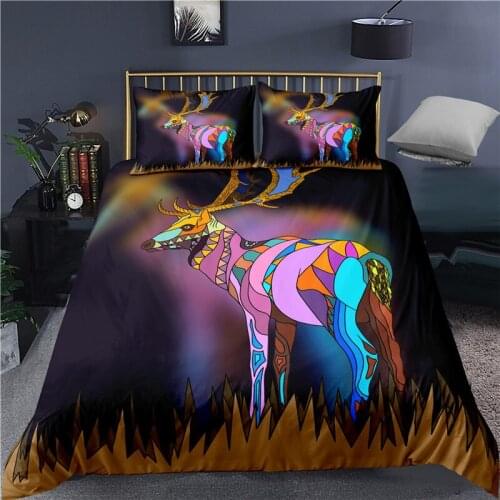 New Hand-Painted Animal Print Bedding Set Home Textile Cartoon Duvet Cover Set With Pillowcase Twin Full Queen King Size