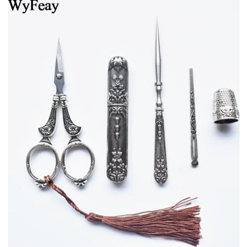 Retro Scissors Vintage Scissors Awl Threader Embroidery Scissors Tailor Scissors Sewing Scissors Supplies Fabric Cutting Tools