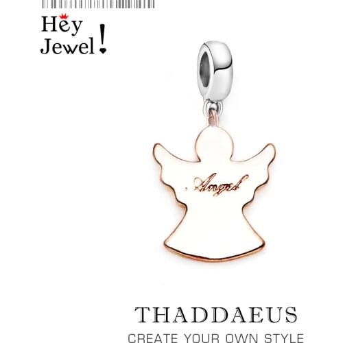Rose Gold Color Guardian Angel Charms Fit Bracelet Necklace Pendant 925 Sterling Silver Jewelry As Women 2020 Spring Lucky Gift