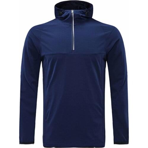 Adult Running Tracksuit Half Zipper Jackets Color Matching Hooded Windbreaker Jogging Outdoor Sports Coat Micro Stretch Sweater