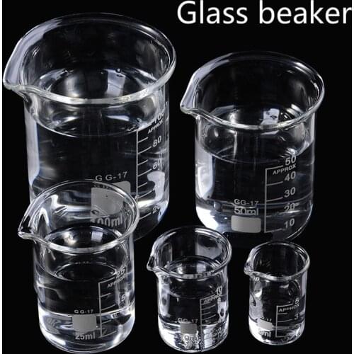 5pcs/set 5/10/25/50/100ml Glass Beaker Laboratory Measuring Cup Glassware For School Study Lab Glass Beaker Set