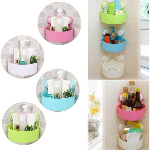Bathroom Corner Storage Shower Rack Shelf Organiser Basket With Suction Cup Bathroom Rack Kitchen Storage Racks Dropship