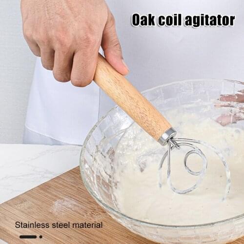 Stainless Steel Danish Dough Whisk Mixer with Wooden Handle Premium Admixer and Blender for Pastry or Pizza Kitchen RE