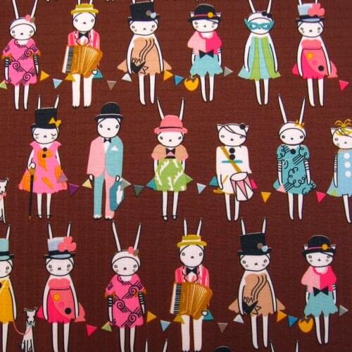 1 yard Polyester/PVC coated Waterproof Fabric for bag, Bunny Rabbit (width=140cm)