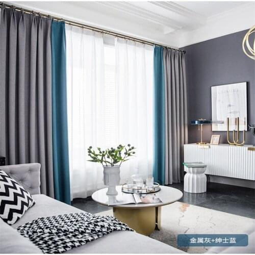 Simple Modern Solid Color Cotton and Linen Curtains Shading Stitching Curtains for Bedroom Living Room Curtains Tulle Custom