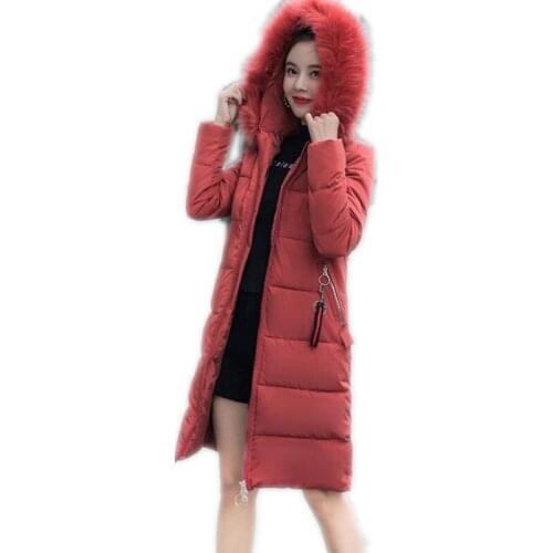 2018Hooded Fur Collar Winter Women Coats Female Medium-Long Winter Jackets Thicken Cotton-Padded Thicken Coat Plus Size 4XLQ1041
