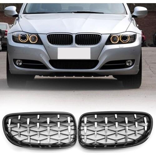 1 Pair Diamond Kidney Grille Grill Replacement Outdoor Personal Car Parts Decoration for BMW E92 E93 3 Series 11-13