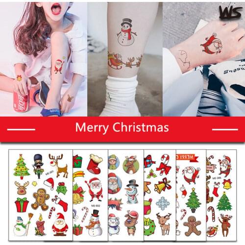 1pc Paper Santa Claus Christmas Stickers Removeable Xmas Tattoo Stickers Navidad Ornaments Christmas Decor for Home Noel 2020