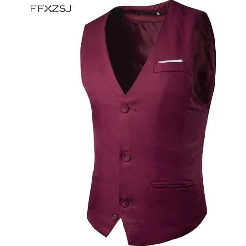2018 New Arrival Dress Vests For Men Slim Fit Mens Suit Vest Male Waistcoat Gilet Homme Casual Sleeveless Formal Business Jacket