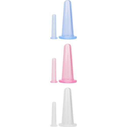 2x Silicone Jar Vacuum Cuppings Cans for Body Neck Facial Massage Suction Cans Anti Cellulite Cups Set Health Care Tool