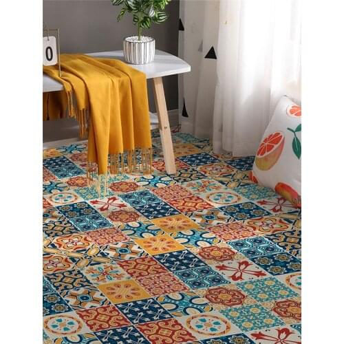 30x30x4pcs Free Combination Splicing Floor Mat Carpet Retro Imitation Tile Baroque Style Square Carpet Living Room Bedroom Decor