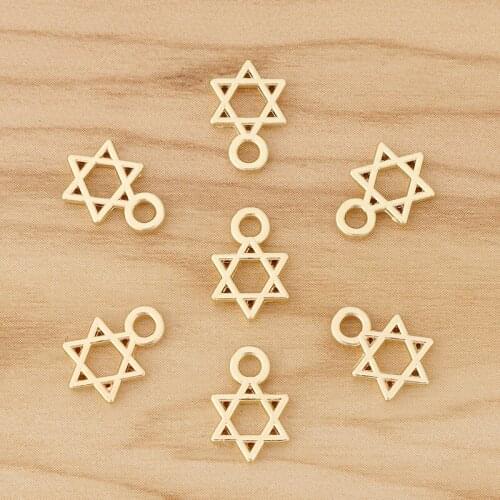 50 Pieces Gold Color Star Of David Charms Beads for DIY Earrings Bracelet Jewellery Making Accessories 12x8mm