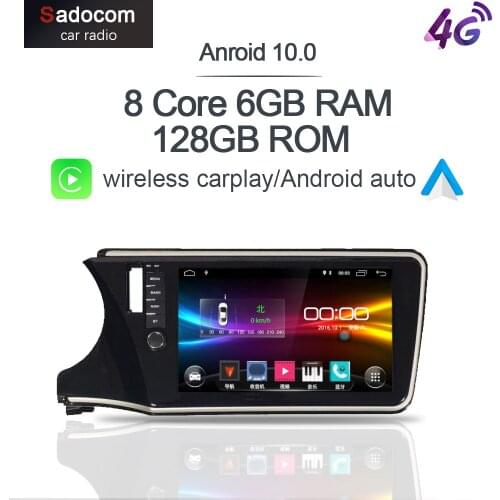 6GB+128GB Carplay 10.1" DSP Android 10.0 Car DVD player autoradio autoradio GPS carplay car radio For Honda City 2014-2017