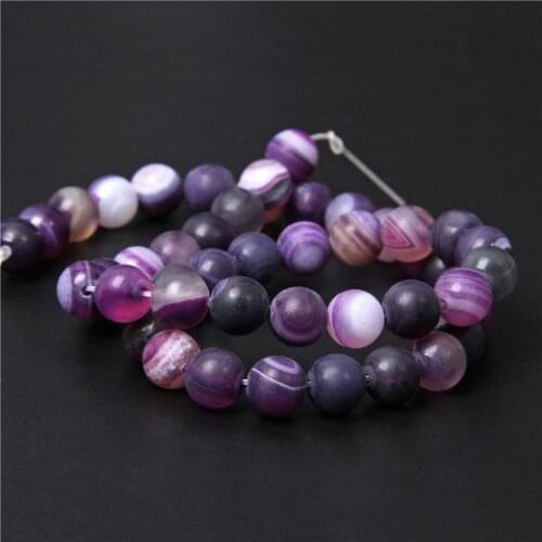 Matte Purple Stripes Agates Beads Natural Stone Loose Beads for Jewelry Making Charm Accessories DIY Fashion Jewelry making