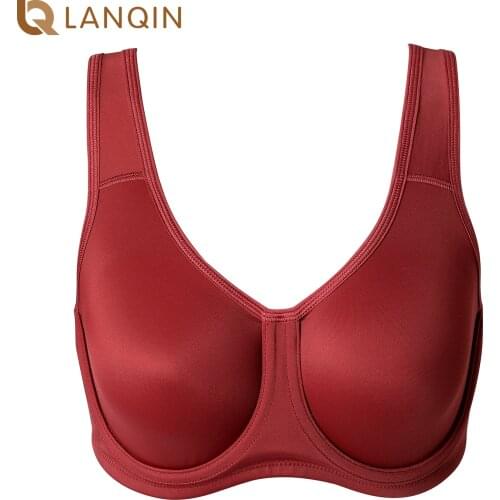 Womens Max Control Double-layer Solid High Impact Plus Size Non padded Underwire Active Bra