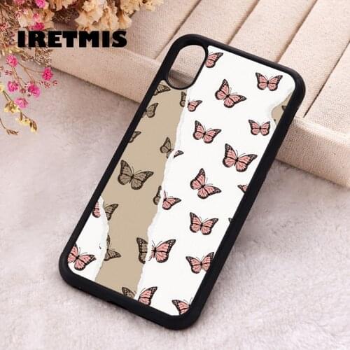 Iretmis 5 5S SE 2020 phone cover cases for iphone 6 6S 7 8 Plus X Xs XR 11 12 Mini Pro Max Silicone TPU Brown butterfly