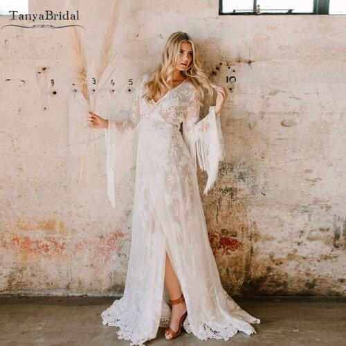 Fringer Tassel Wedding Dresses Unique V-Neck Boho bridal Gowns GYPSY A Line Engagement Gowns Fashion Noivas DW516