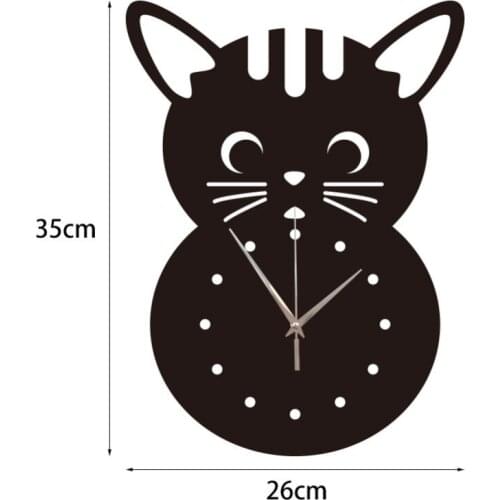 GZ101 cat mirror wall clock mute DIY clock modern living room bedroom home mirror decoration
